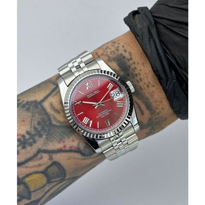 Custom Seiko Mod • Red Roman DateJust • 36mm
